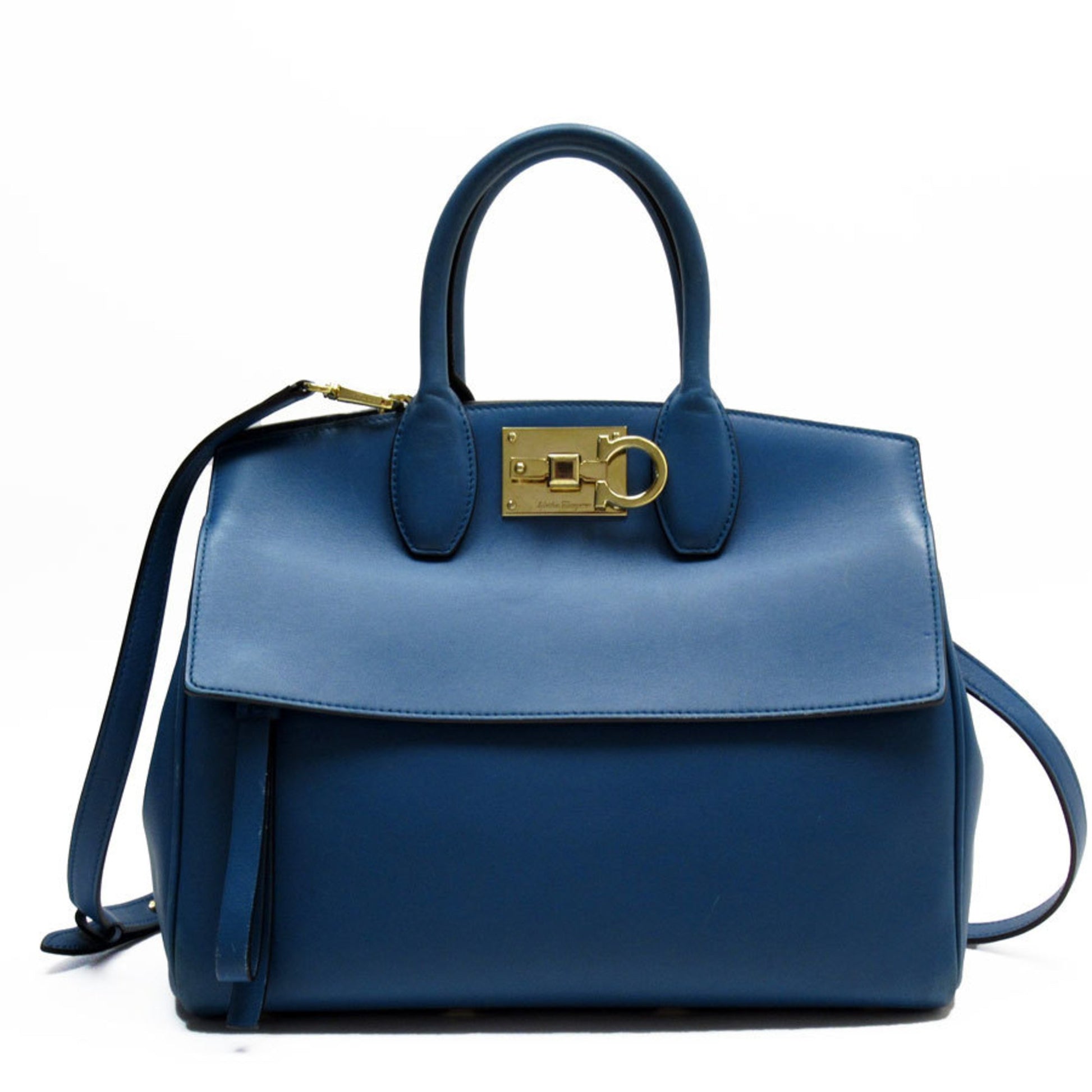 Salvatore Ferragamo Gancini, Blue, Leather, handbag