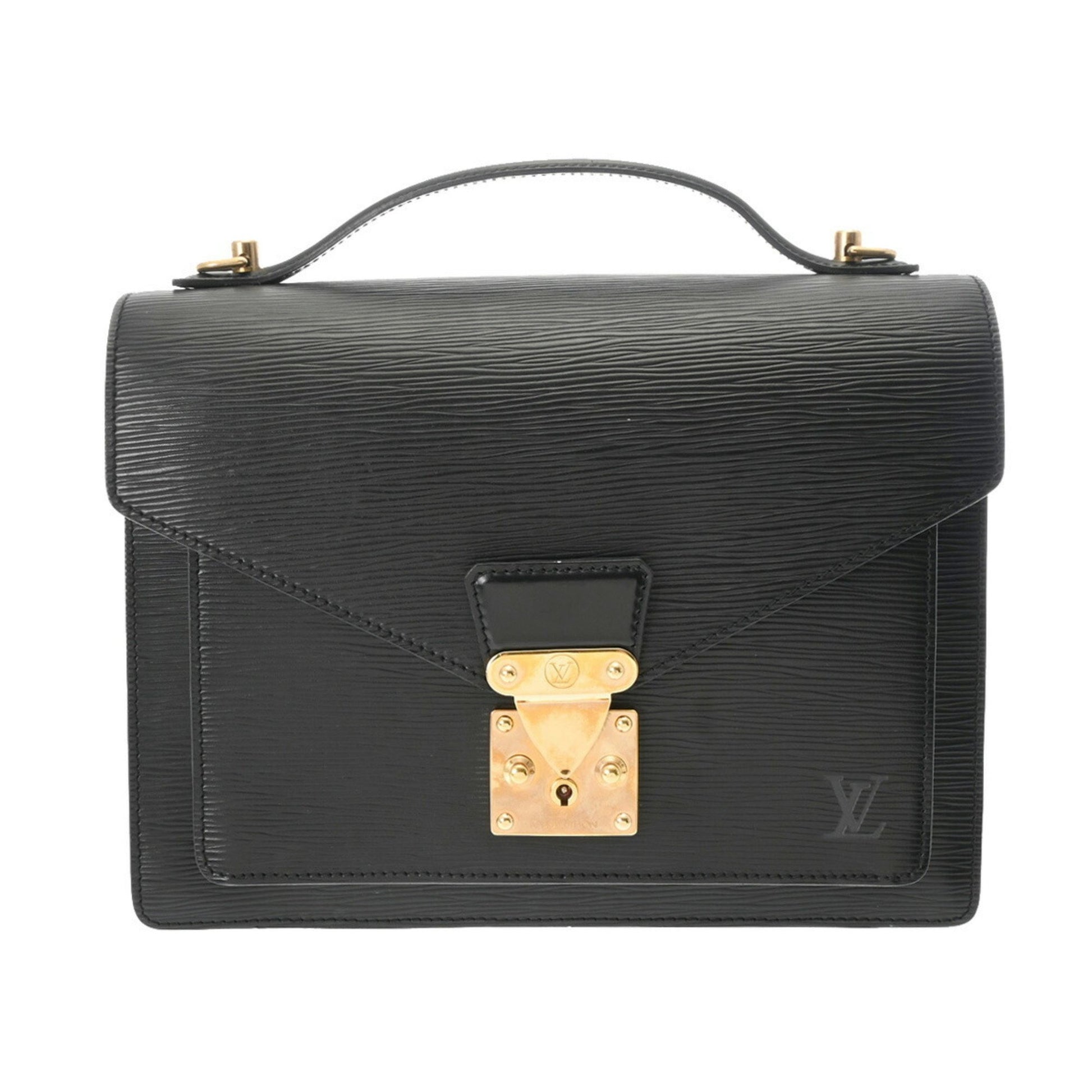 Louis Vuitton Monceau, Black, Leather, briefcase