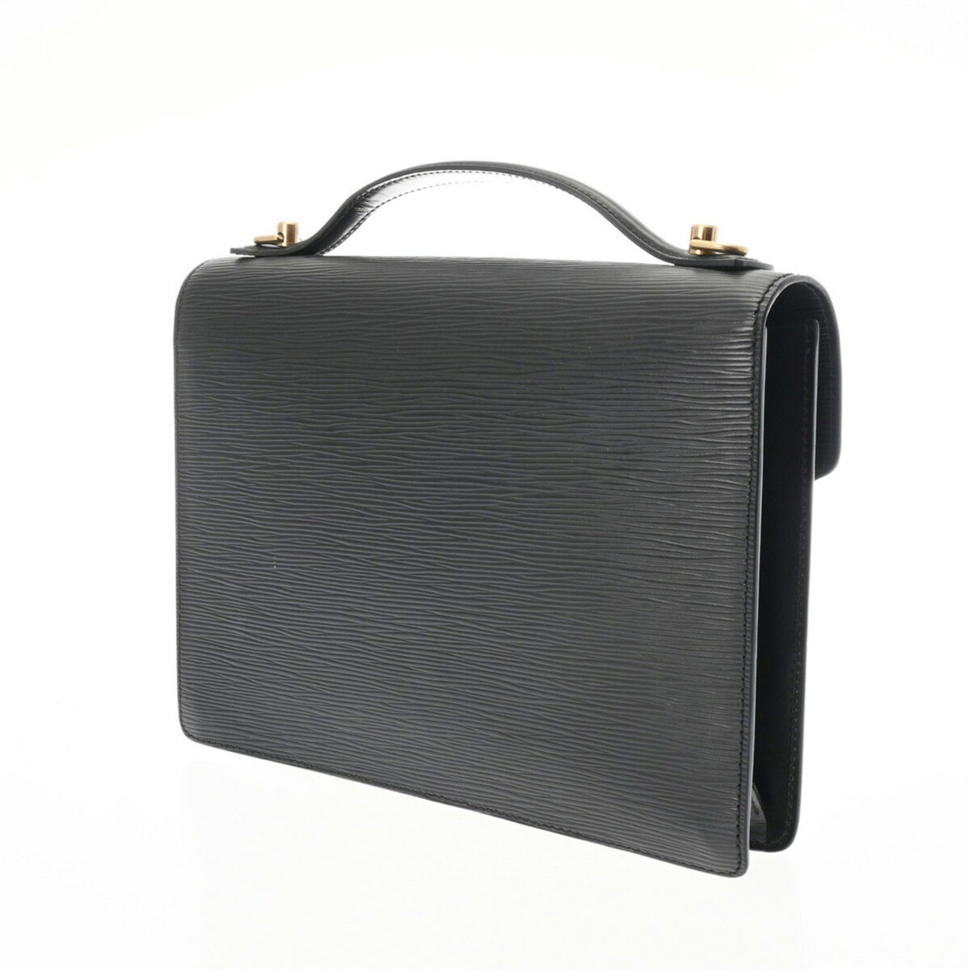 Louis Vuitton Monceau, Black, Leather, briefcase