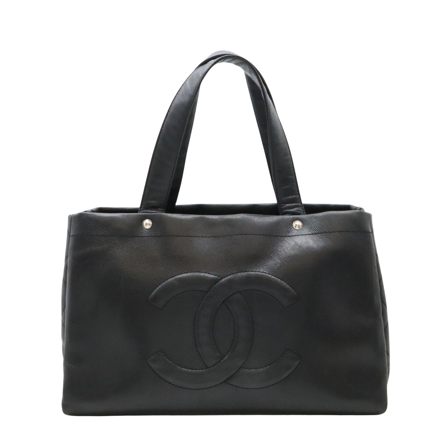 Chanel Coco Mark, Black, Leather, tote