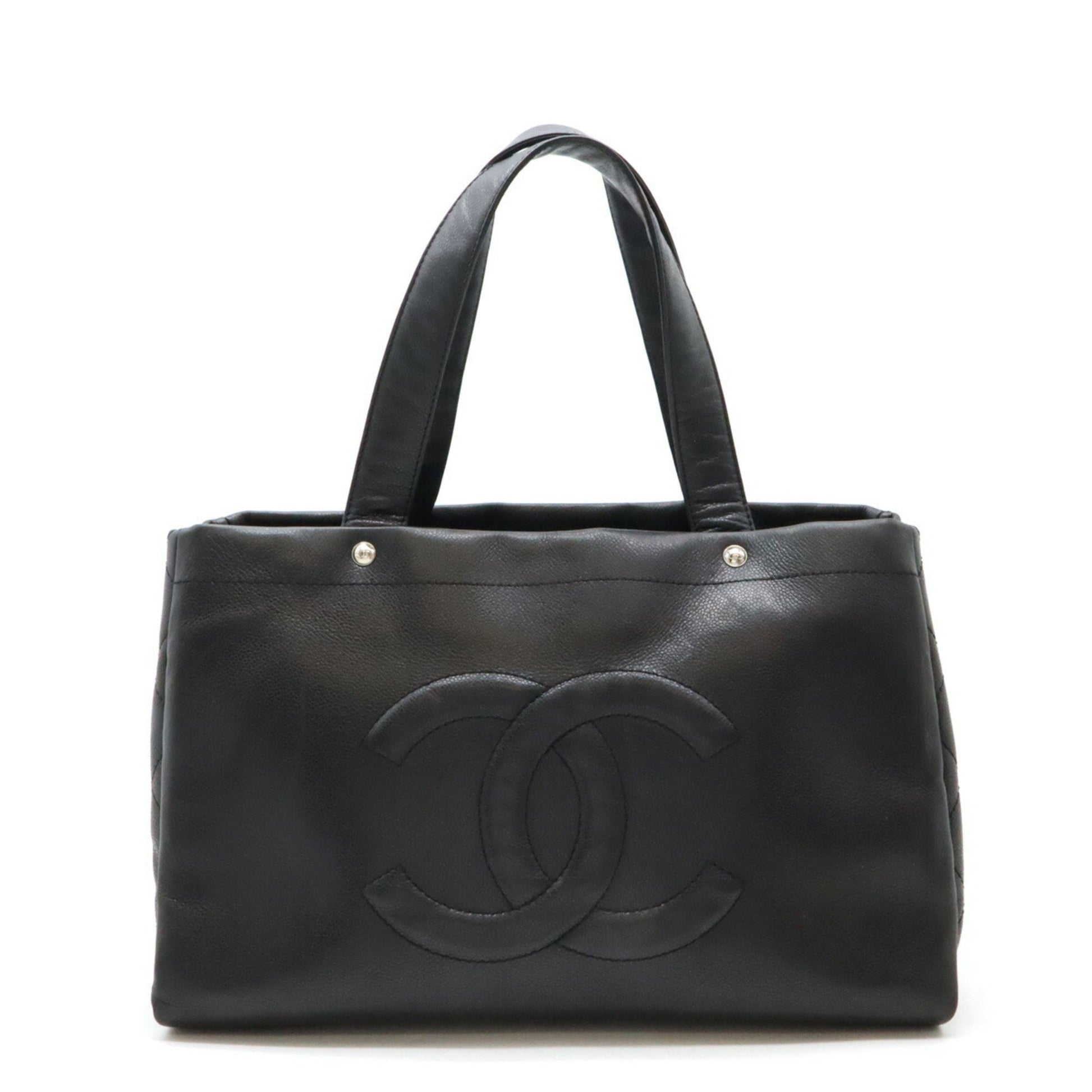 Chanel Coco Mark, Black, Leather, tote