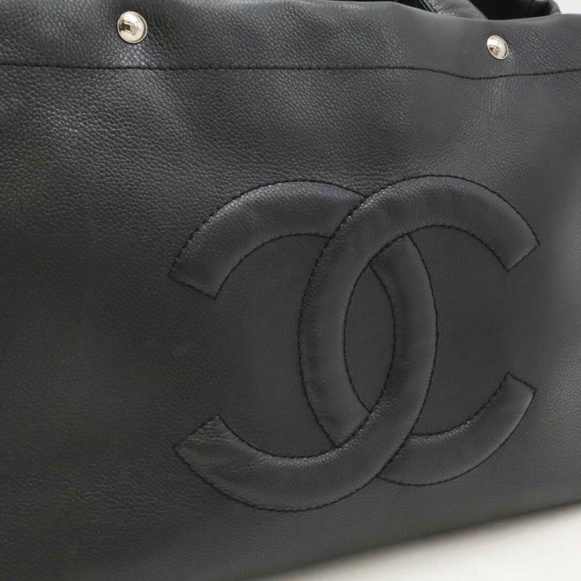 Chanel Coco Mark, Black, Leather, tote