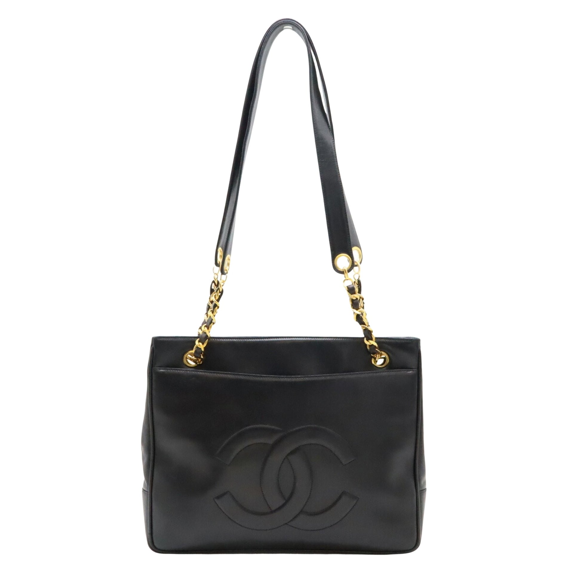 Chanel Coco Mark, Black, Leather, shoulder