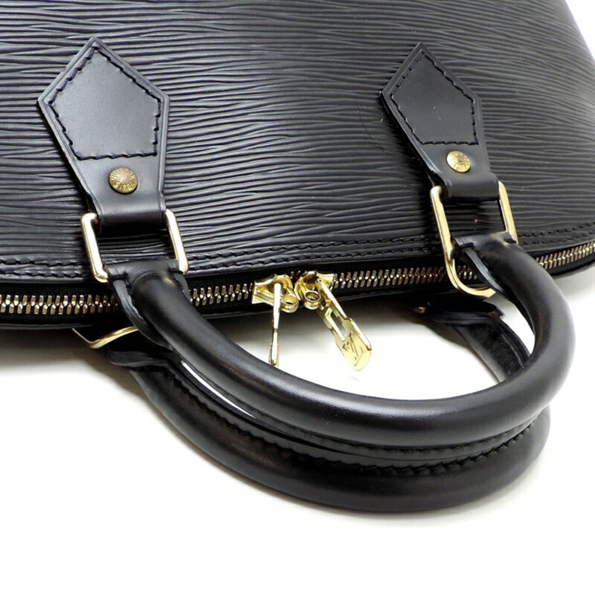 Louis Vuitton Alma, Black, Leather, handbag