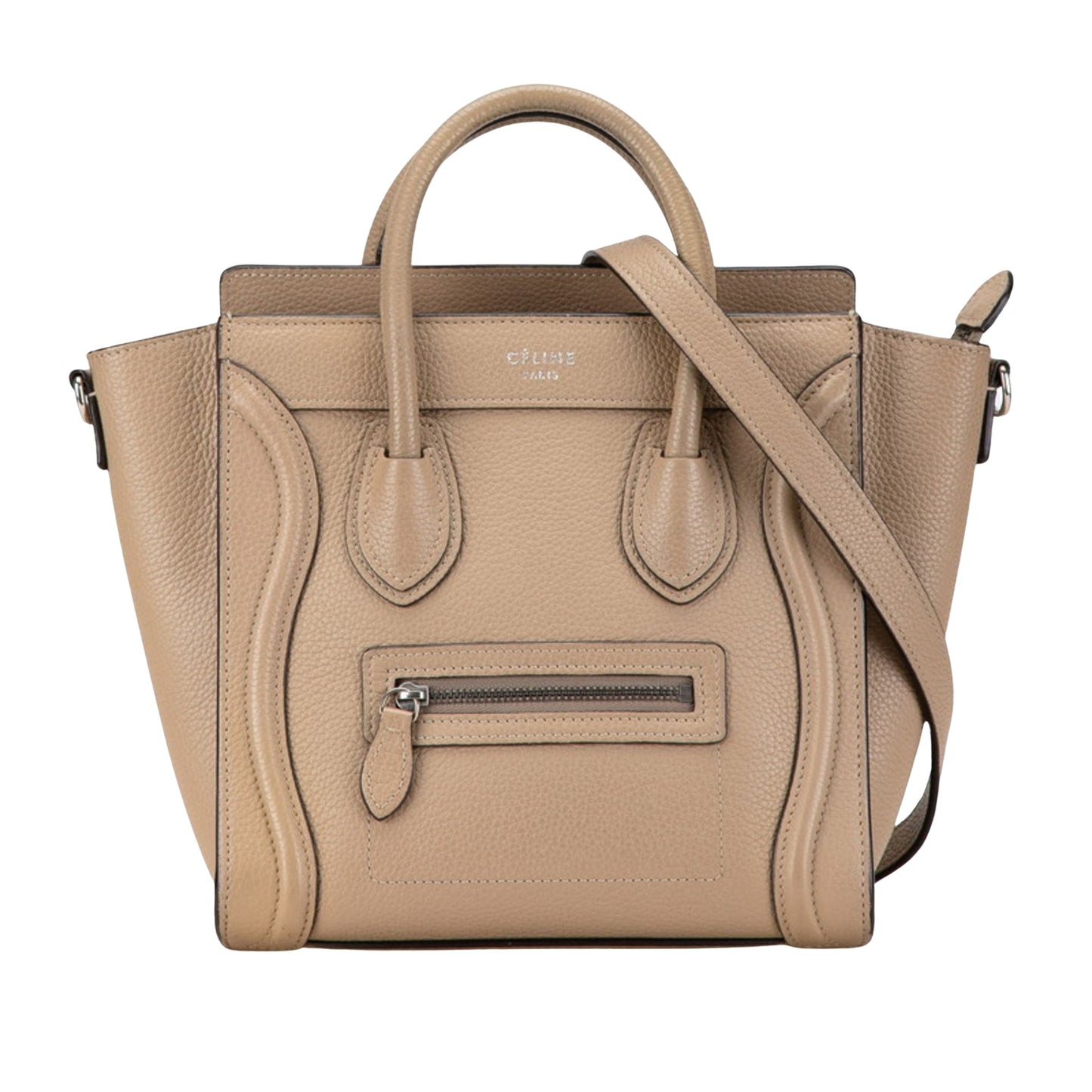 Céline Nano Luggage, Beige, Leather, shoulder