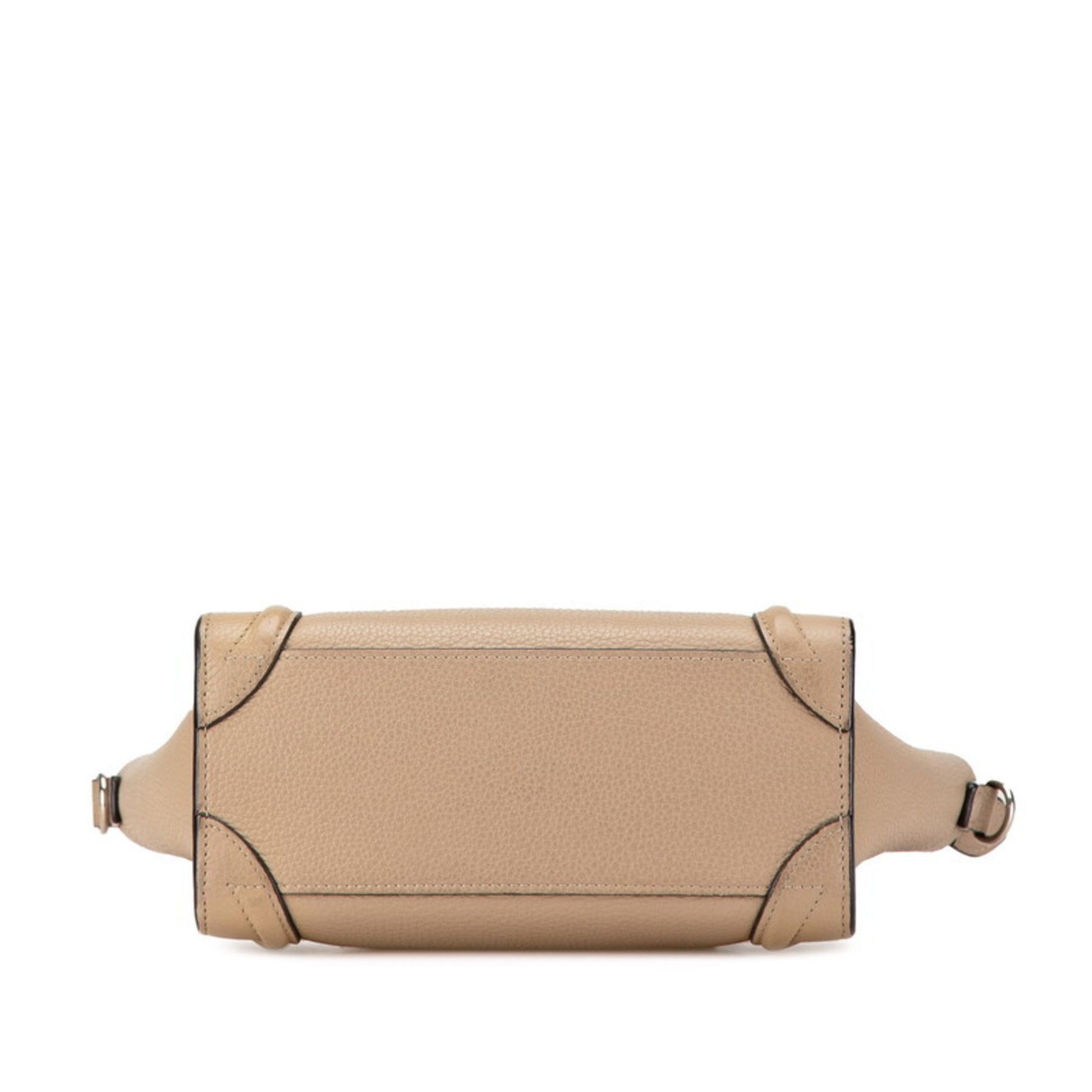 Céline Nano Luggage, Beige, Leather, shoulder