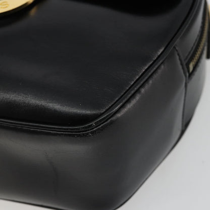 Celine Circle Logo Leather, Black, Leather, Shoulder Bag