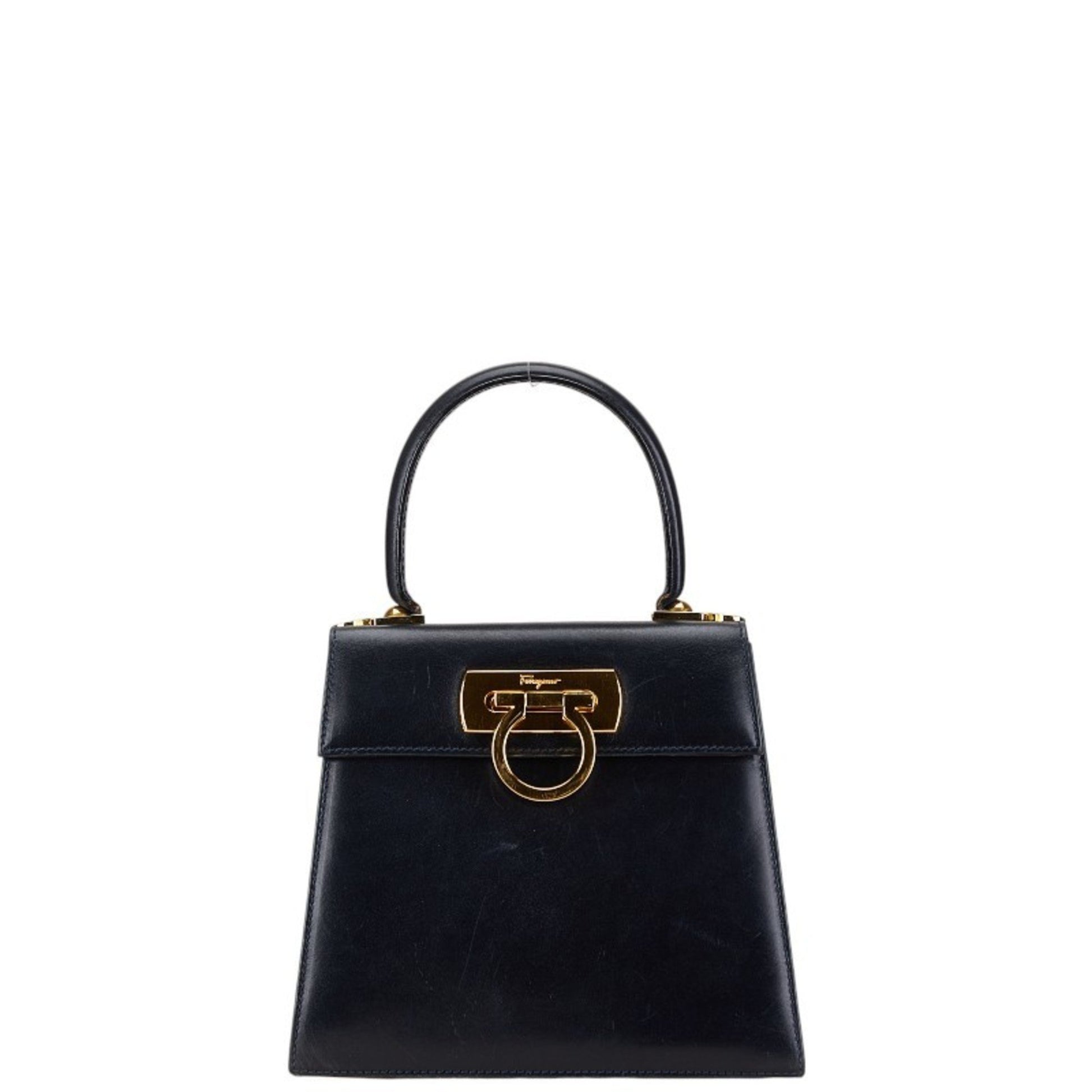 Salvatore Ferragamo Gancini, Black, Leather, handbag