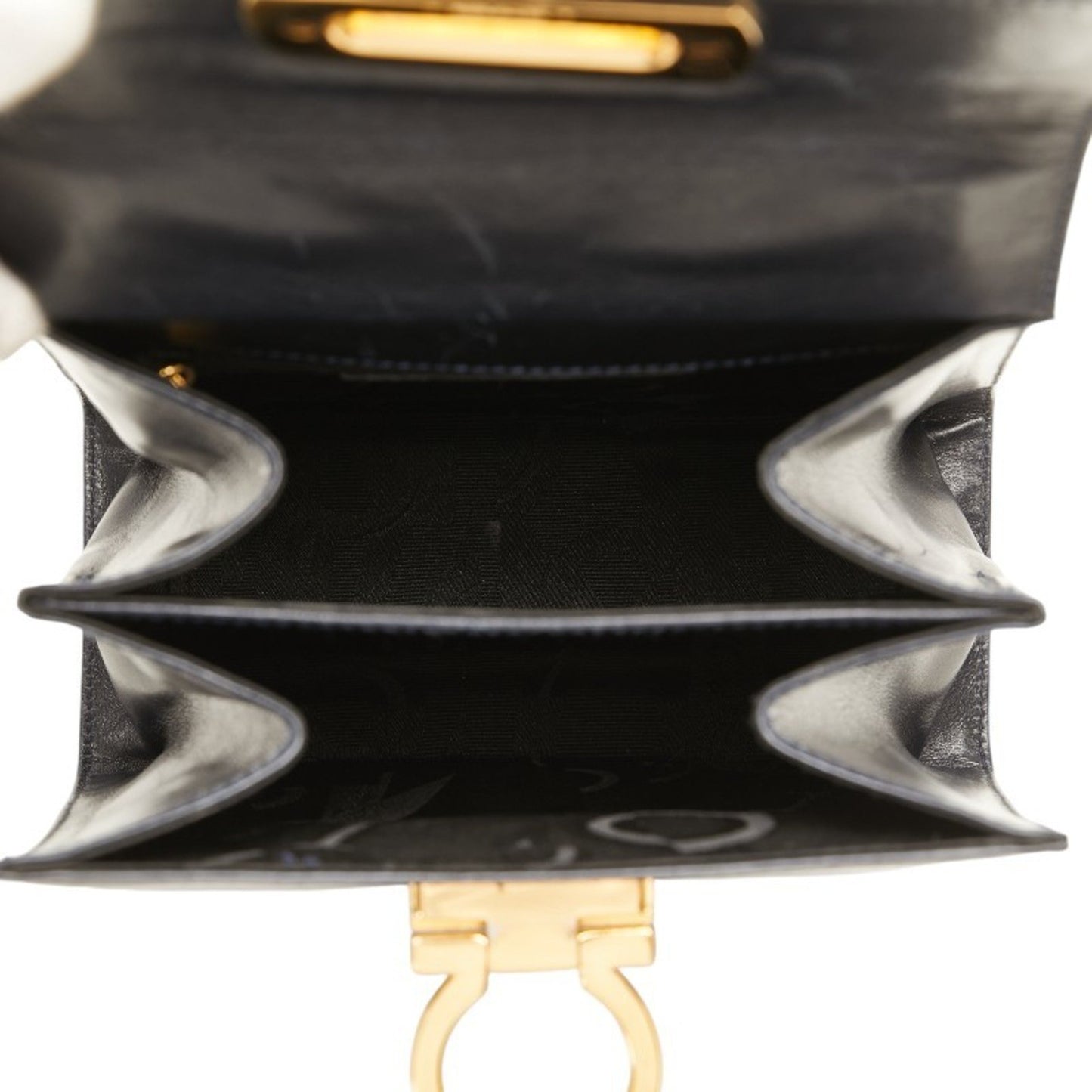 Salvatore Ferragamo Gancini, Black, Leather, handbag