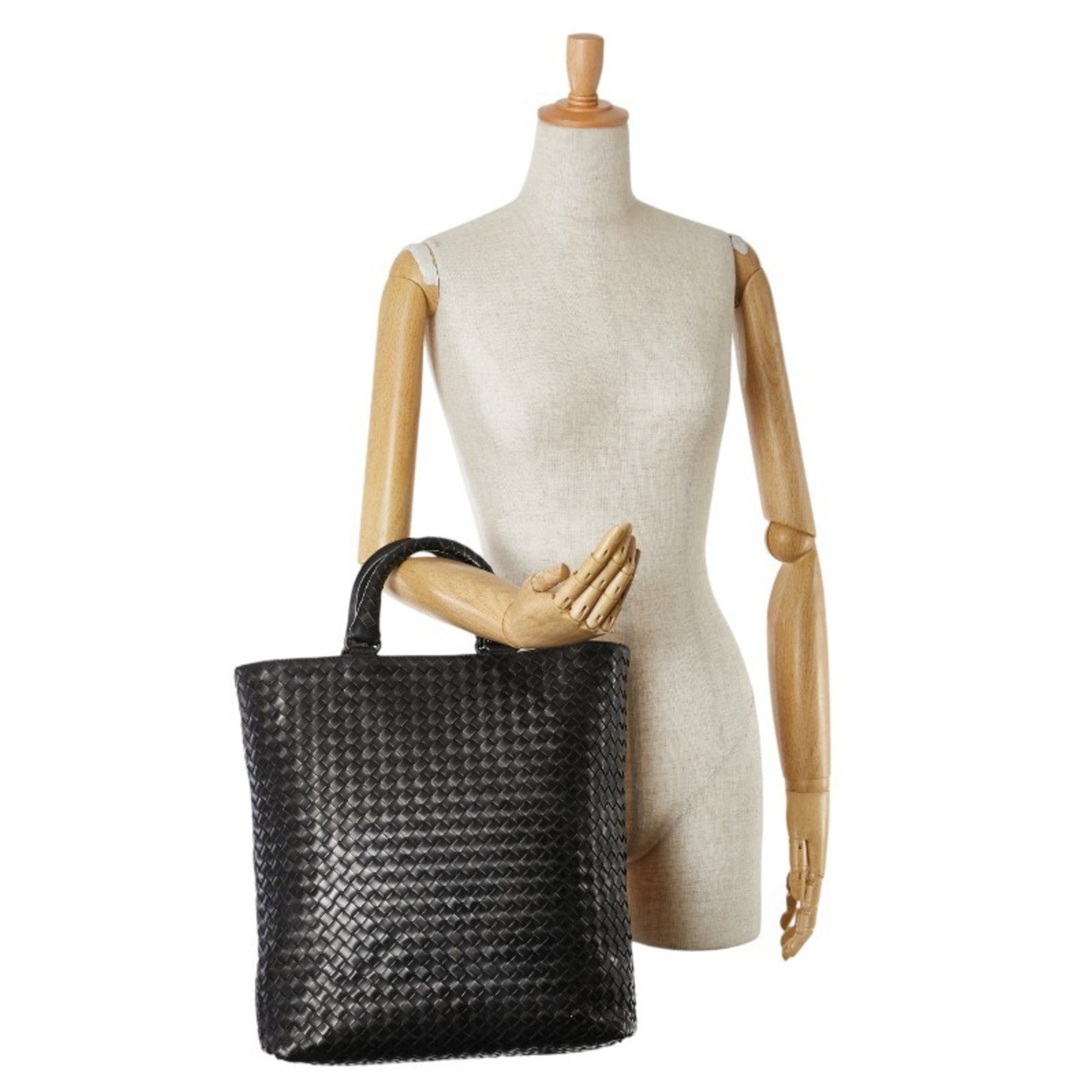 Bottega Veneta Intrecciato, Black, Leather, tote