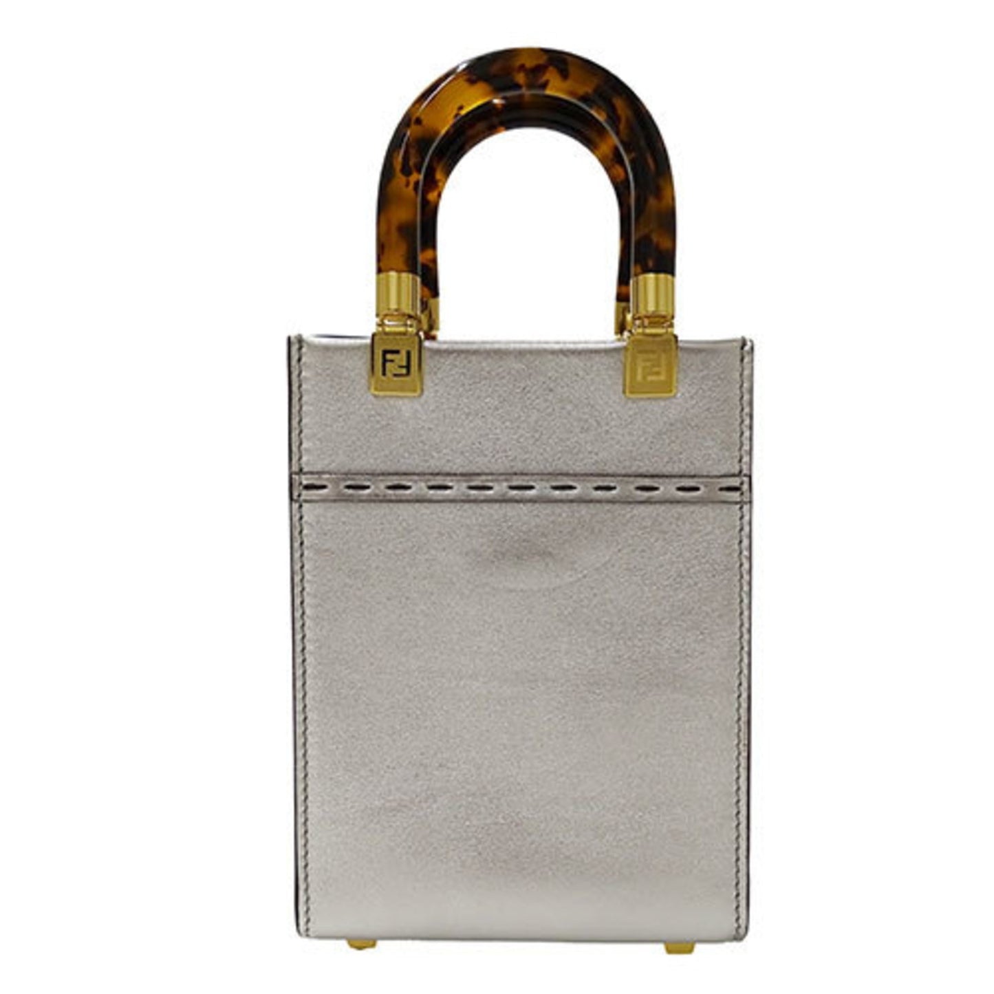 Fendi Sunshine, Silver, Leather, handbag