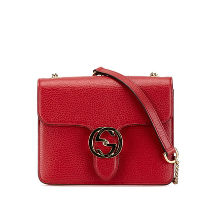 Gucci Interlocking G, Red, Leather, shoulder