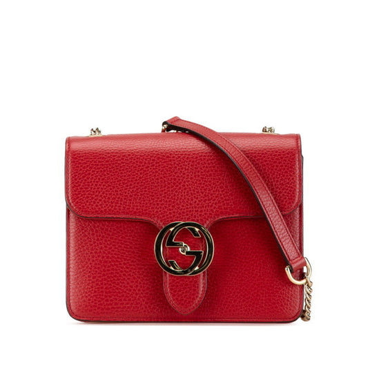 Gucci Interlocking G, Red, Leather, shoulder