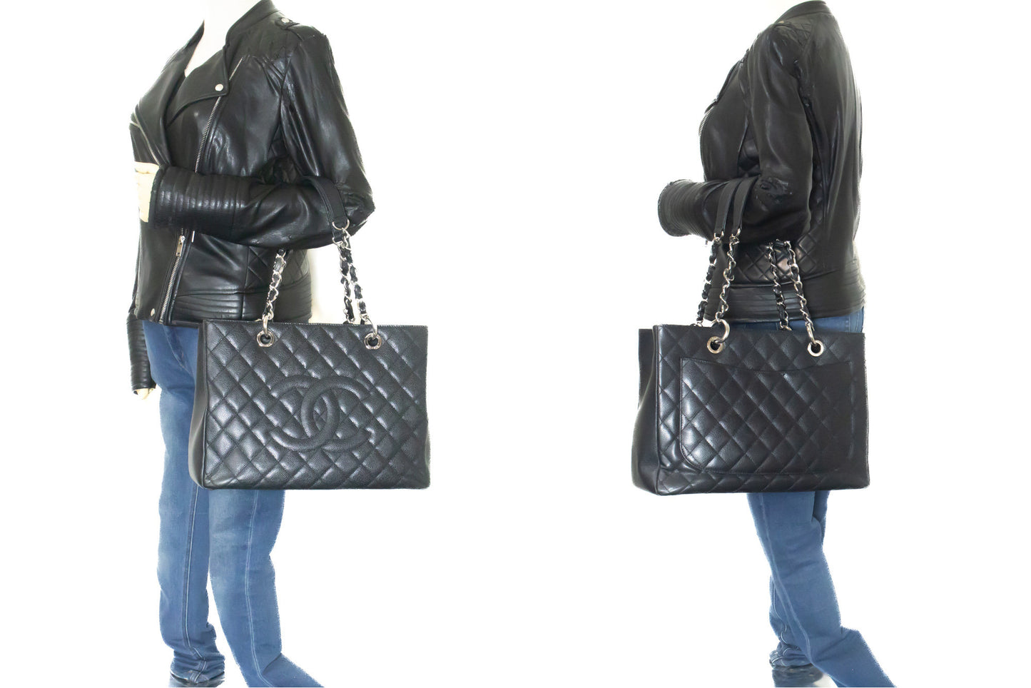 Chanel Grand Shopping, Black, Leather, tote