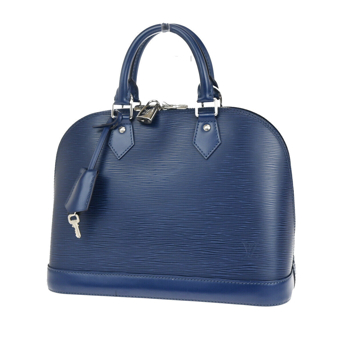 Louis Vuitton Alma, Blue, Leather, handbag