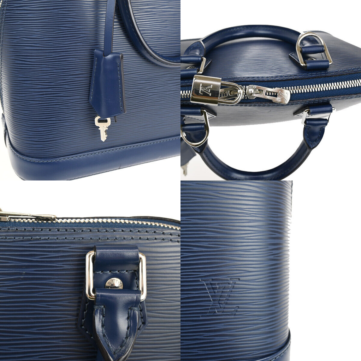 Louis Vuitton Alma, Blue, Leather, handbag