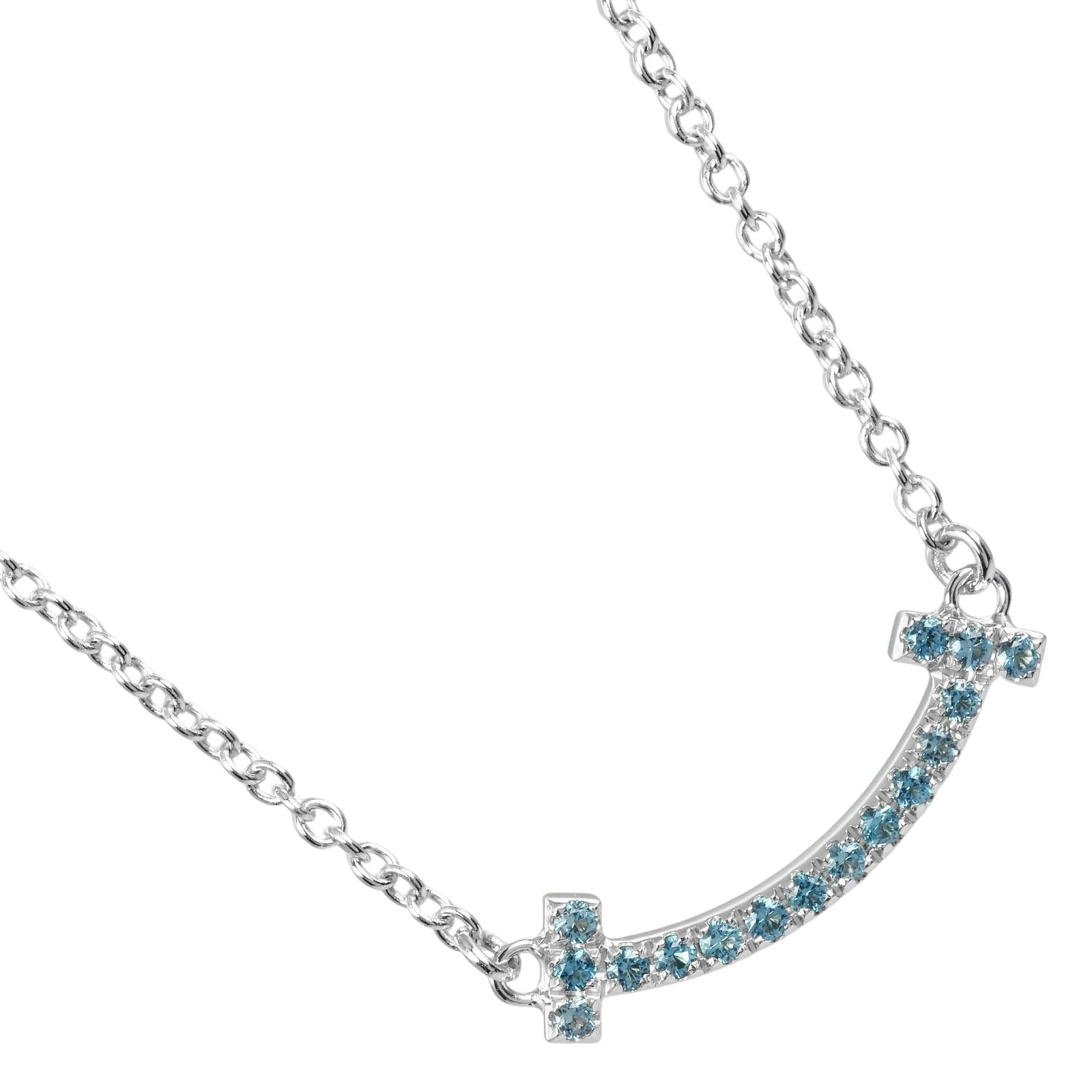 Tiffany & Co T Smile, Silver, White Gold, necklace