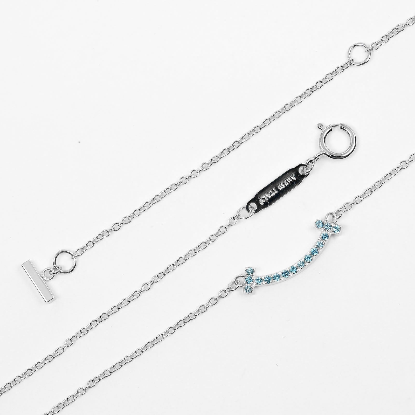 Tiffany & Co T Smile, Silver, White Gold, necklace