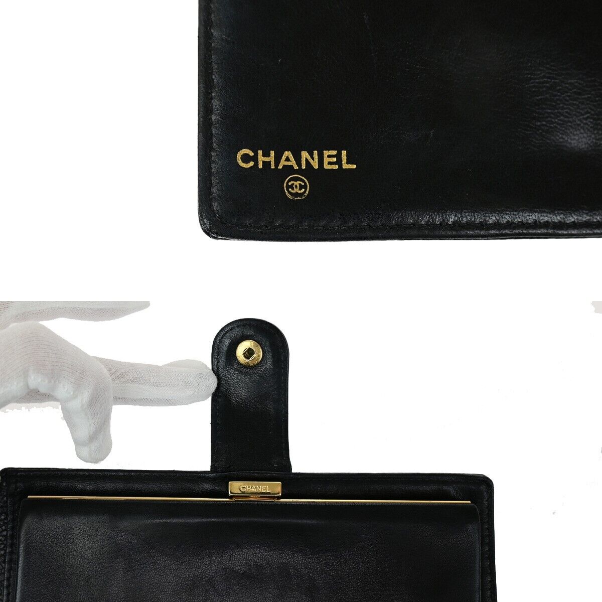 Chanel, Black, Leather, wallet