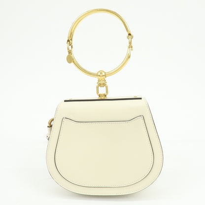 Chloe Nile Studded Suede and Leather, White, Leather, Crossbody Bag