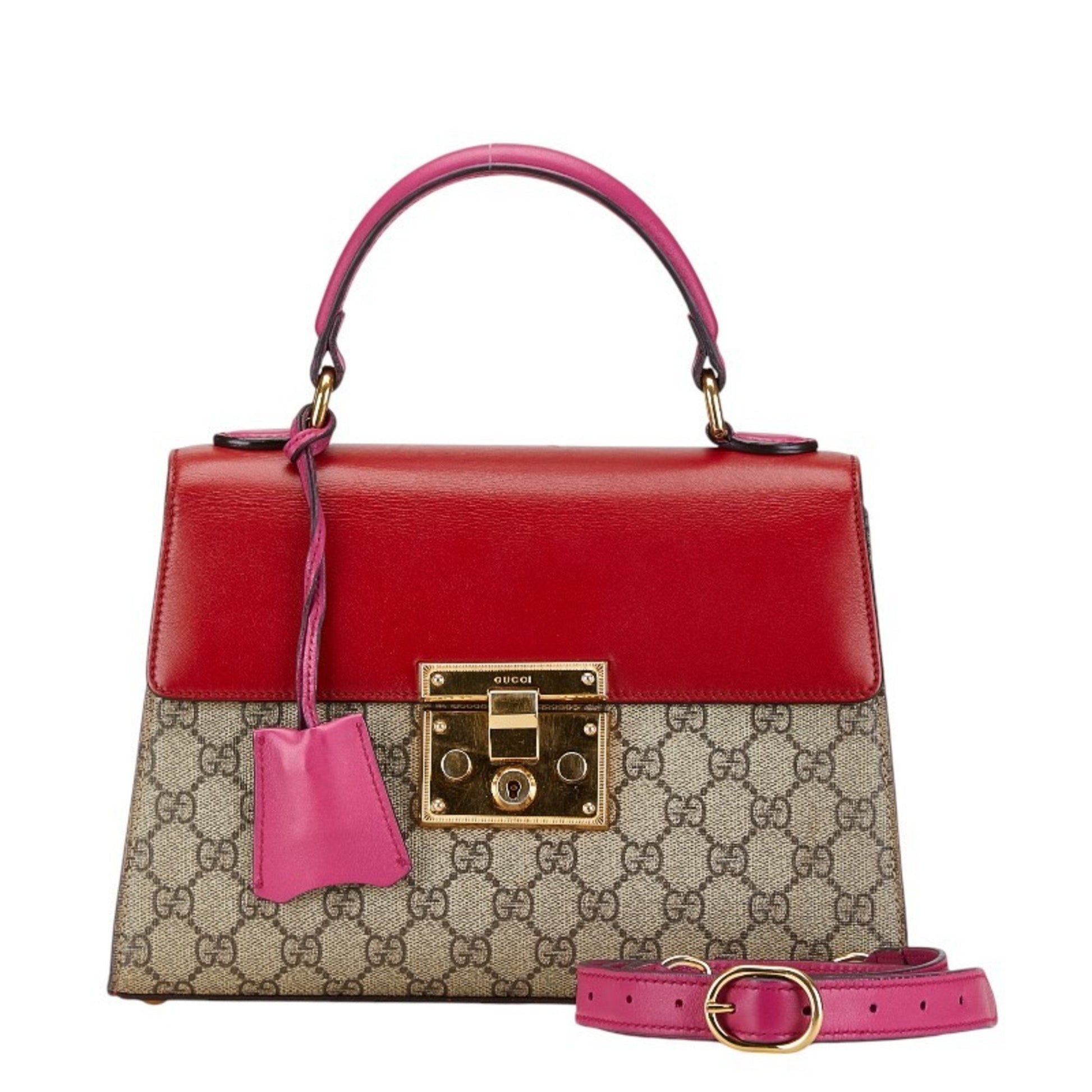 Gucci Padlock, Beige, "CANVAS, LEATHER", handbag
