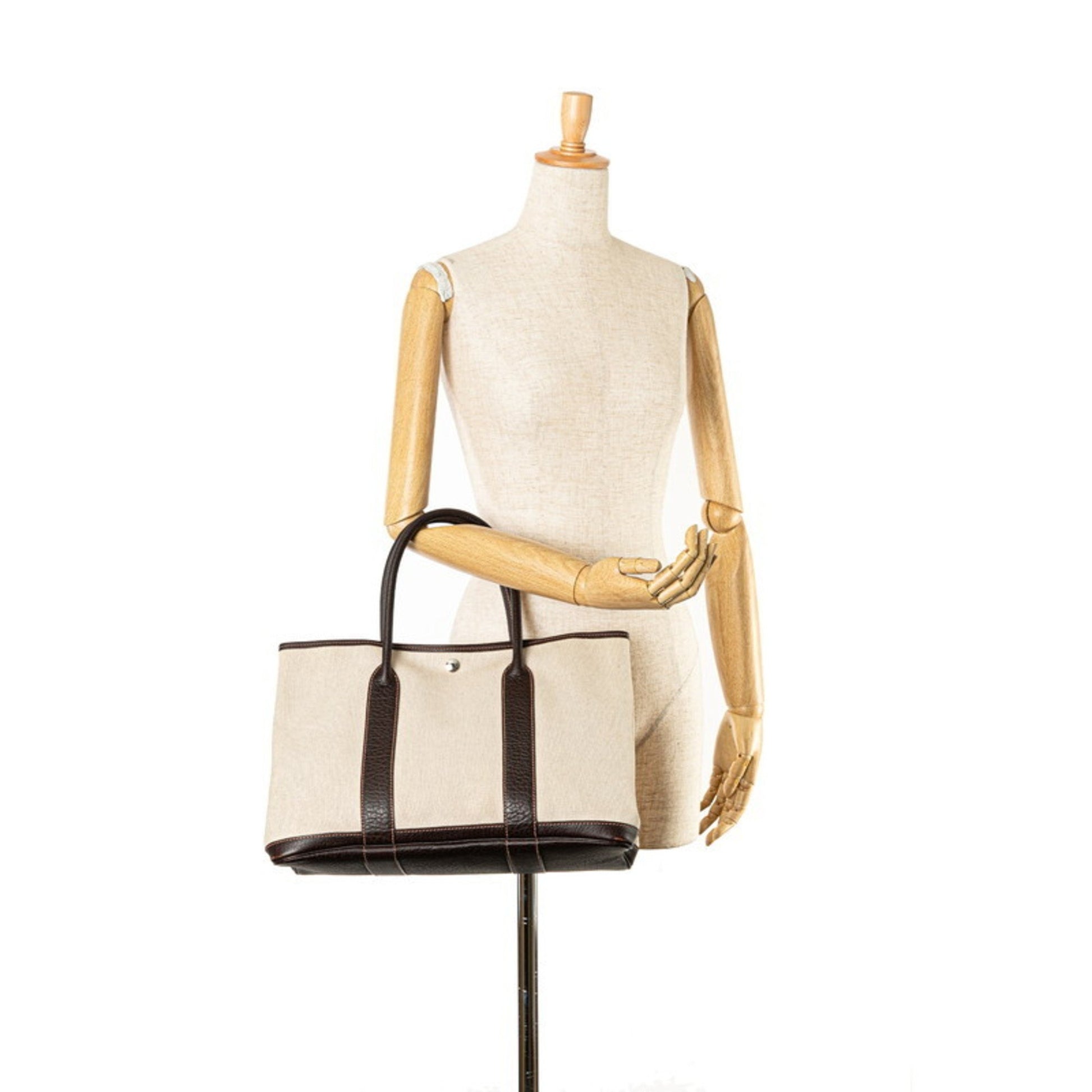 Hermès Garden Party, Beige, Canvas, handbag