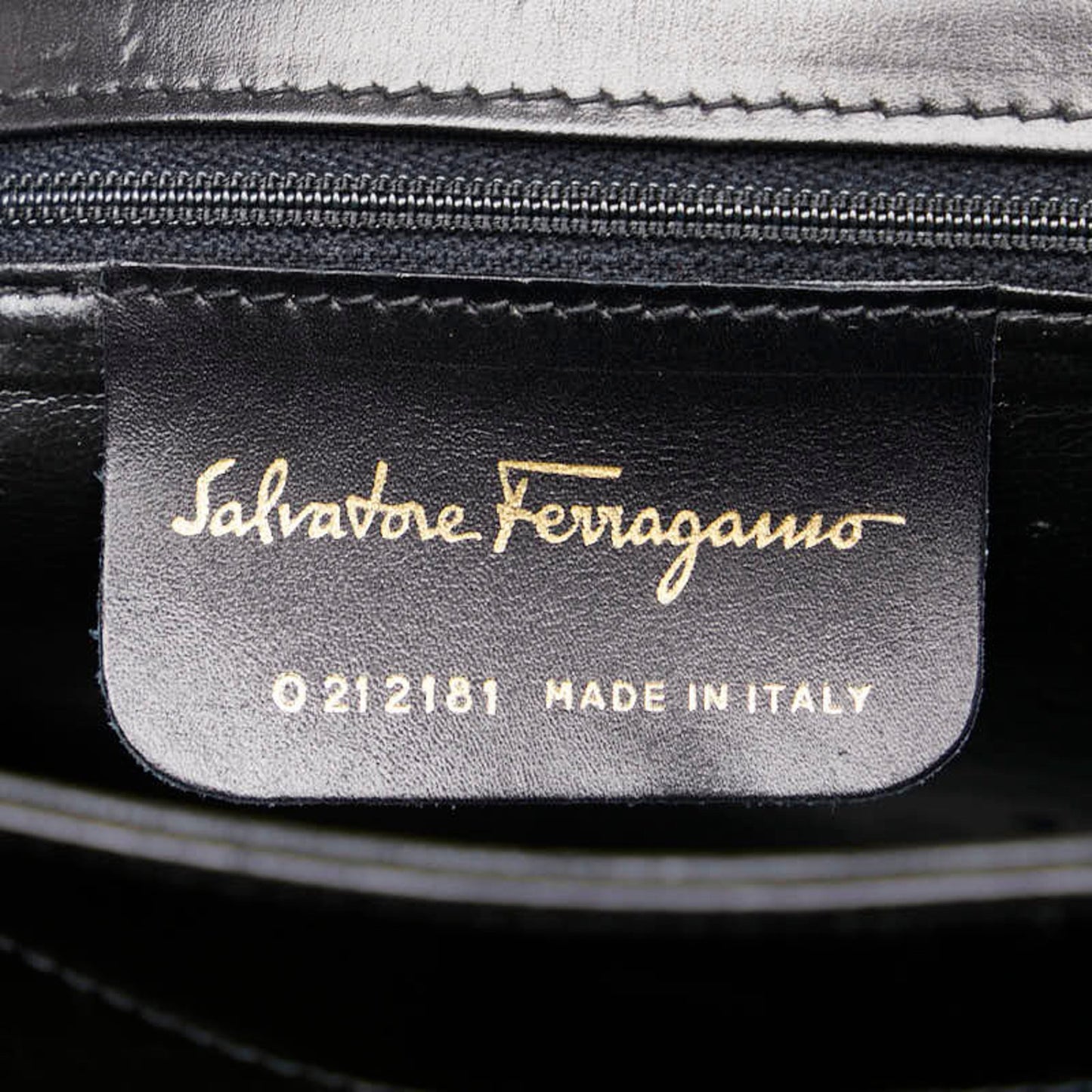 Salvatore Ferragamo Gancini, Black, Leather, handbag