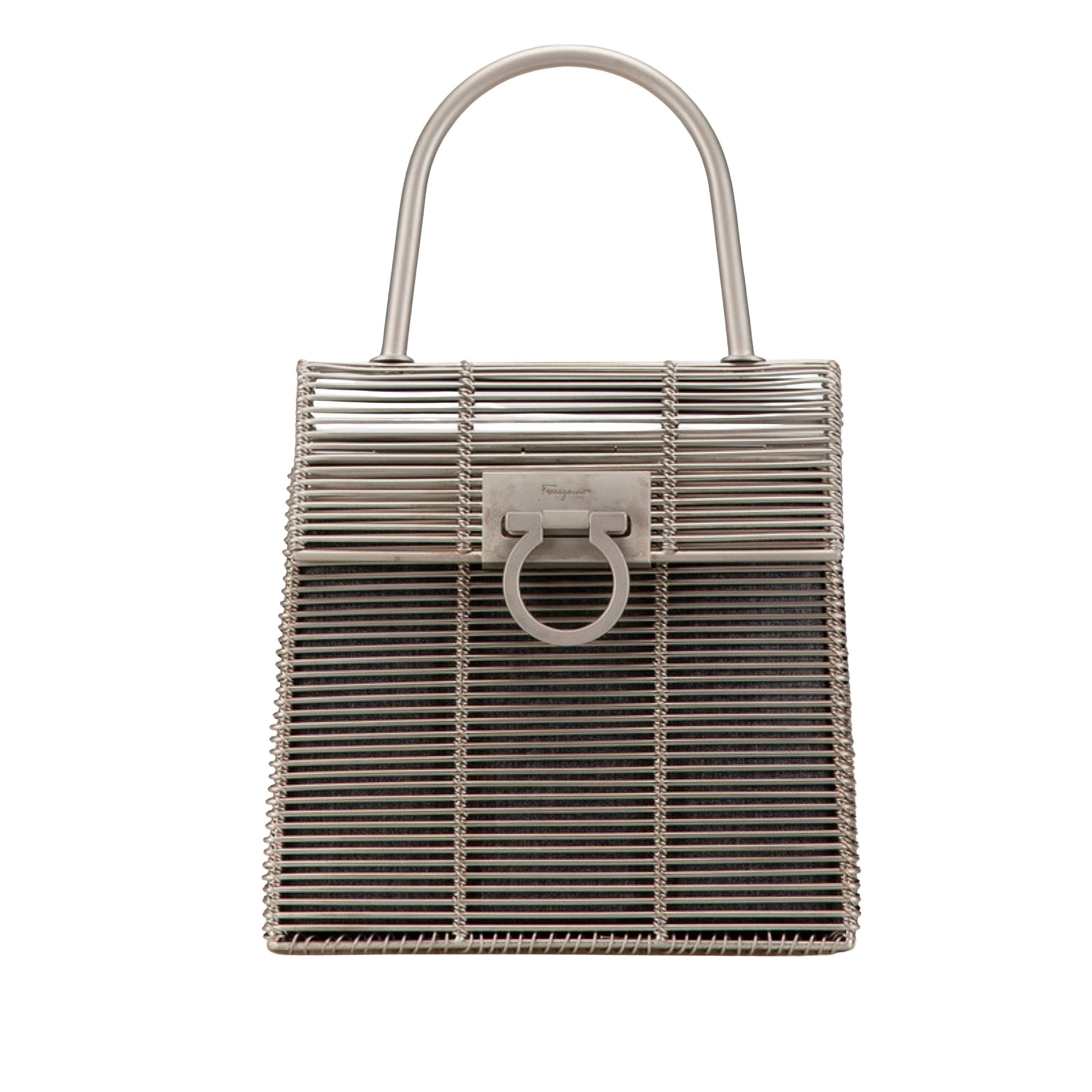 Salvatore Ferragamo Gancini, Silver, Metal, handbag