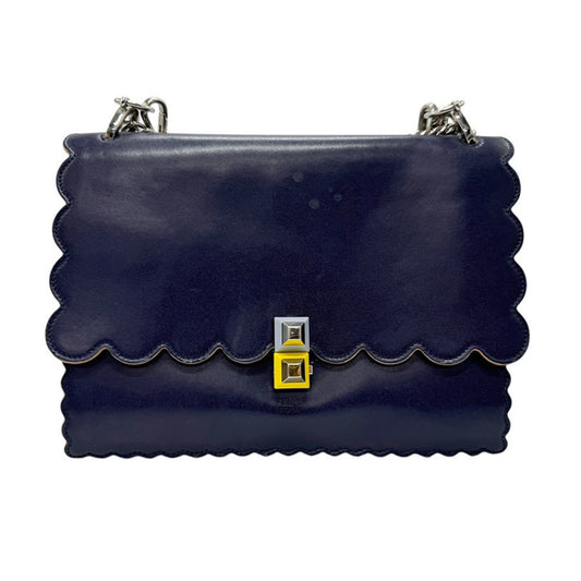 Fendi Kan I, Navy, Leather, shoulder