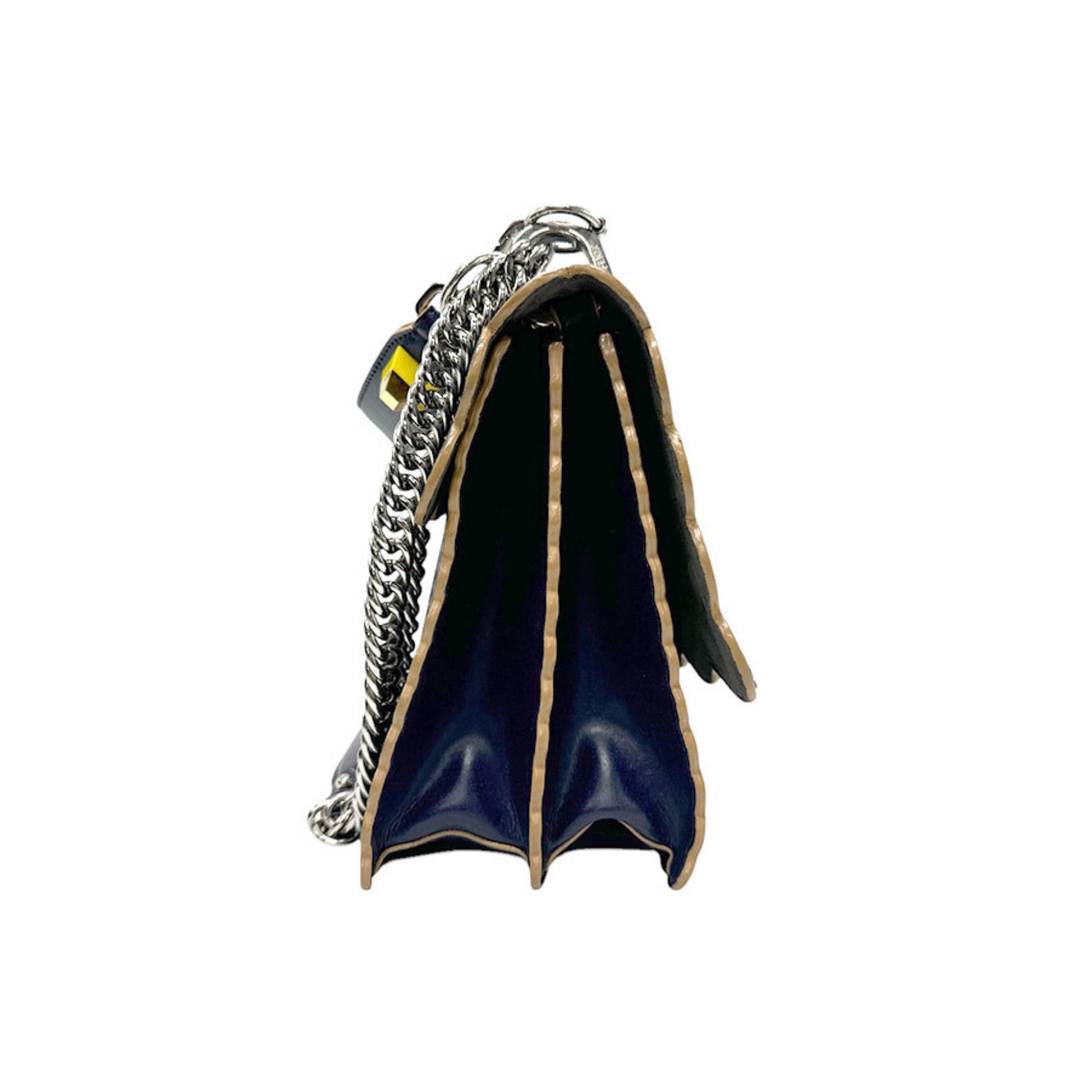 Fendi Kan I, Navy, Leather, shoulder
