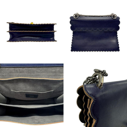 Fendi Kan I, Navy, Leather, shoulder