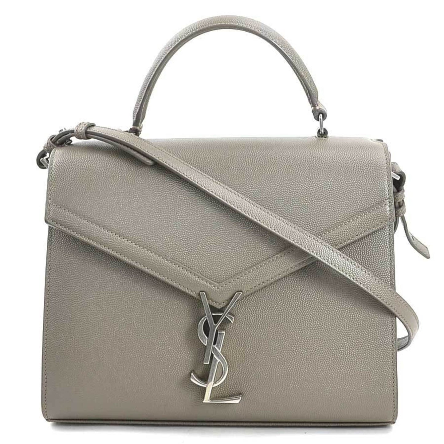 Saint Laurent Cassandra, Grey, Leather, shoulder