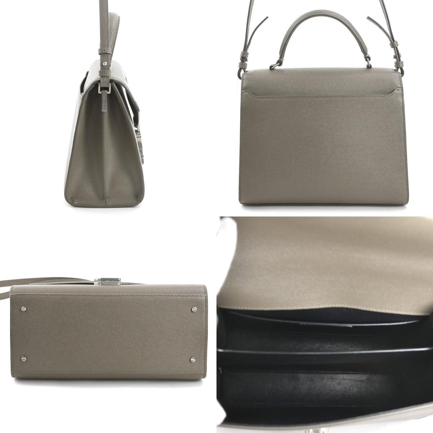 Saint Laurent Cassandra, Grey, Leather, shoulder