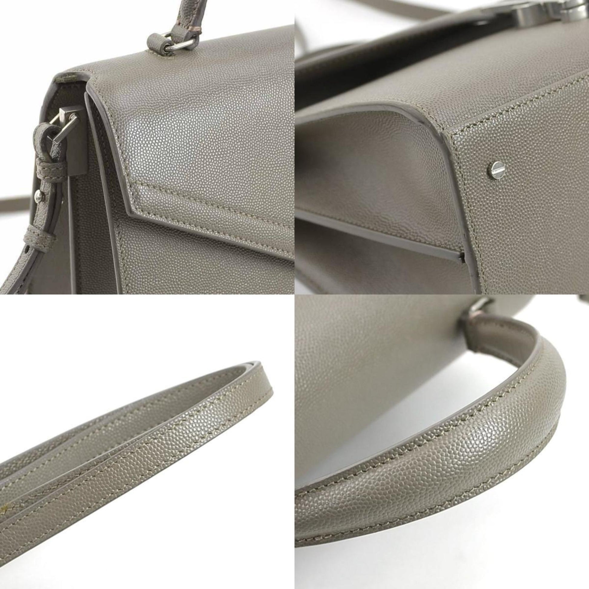 Saint Laurent Cassandra, Grey, Leather, shoulder