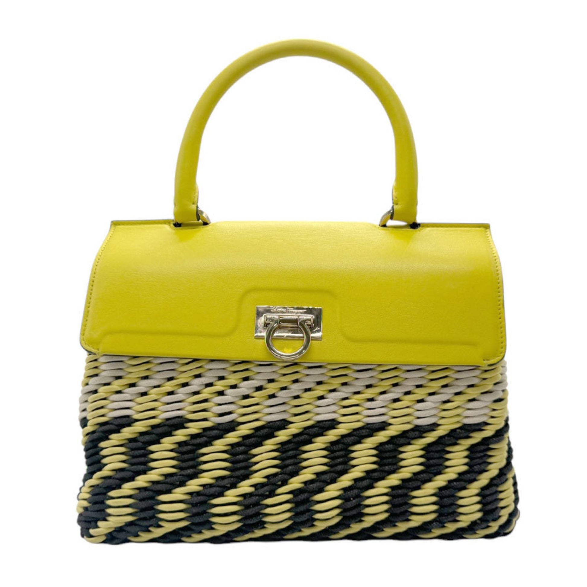 Salvatore Ferragamo Gancini, Yellow, Leather, handbag