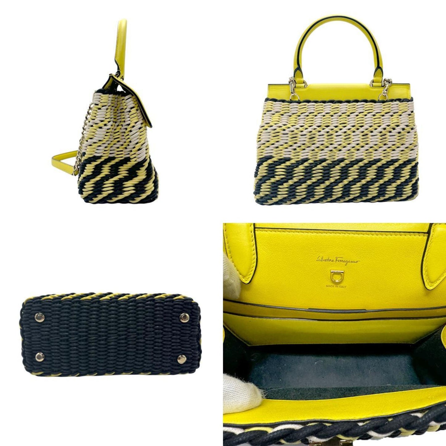 Salvatore Ferragamo Gancini, Yellow, Leather, handbag