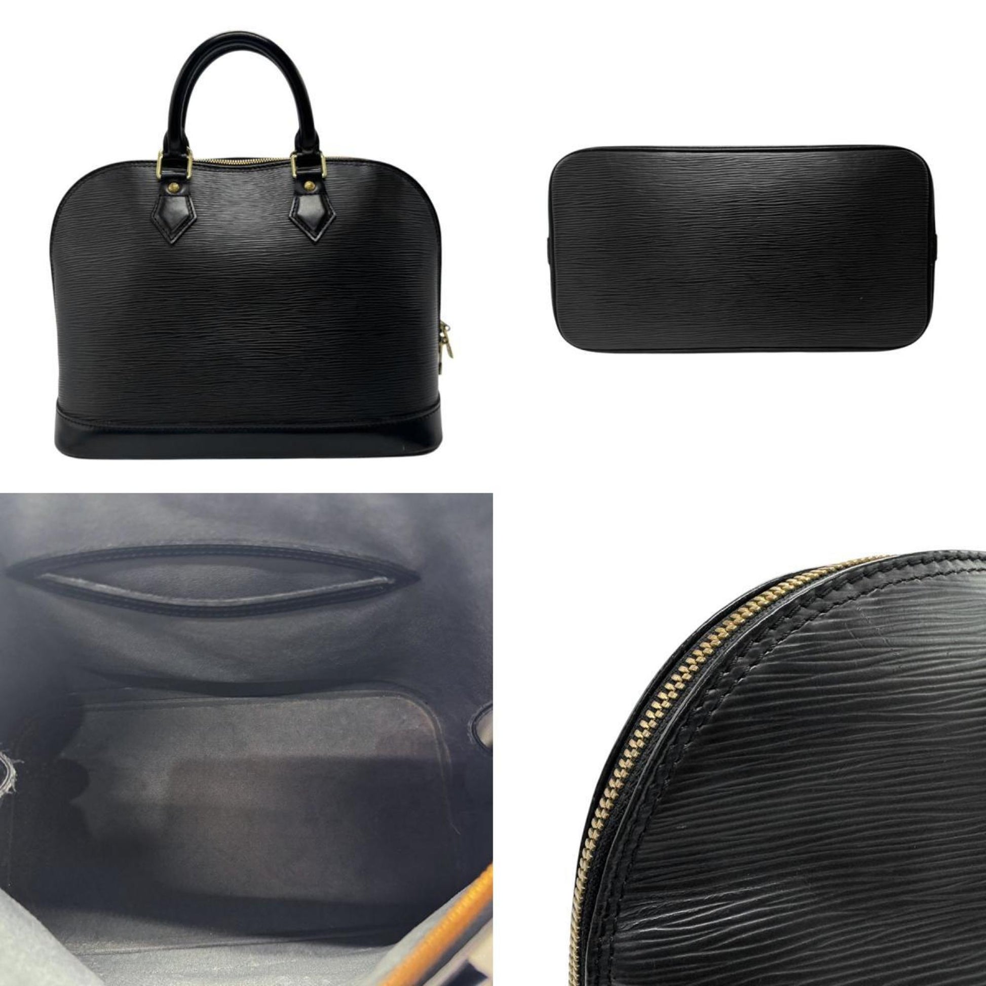 Louis Vuitton Alma, Black, Leather, handbag