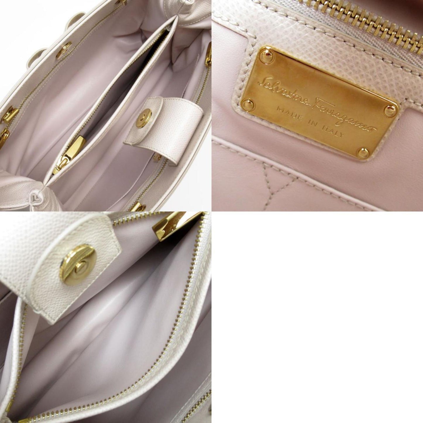 Salvatore Ferragamo Melike, Beige, Leather, shoulder