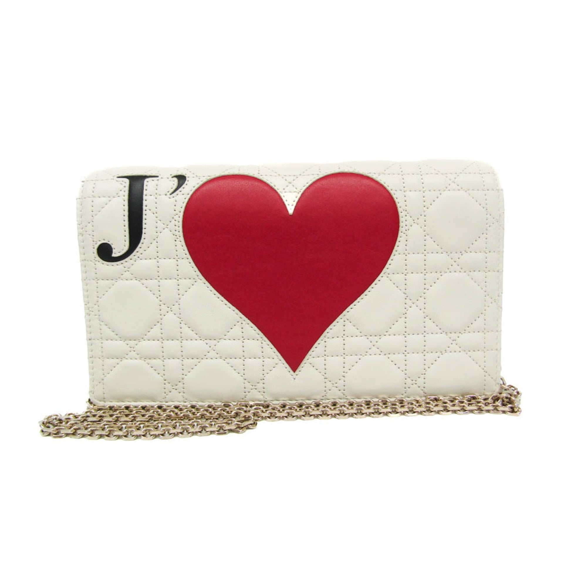 Dior Cannage/Lady, White, Leather, clutch