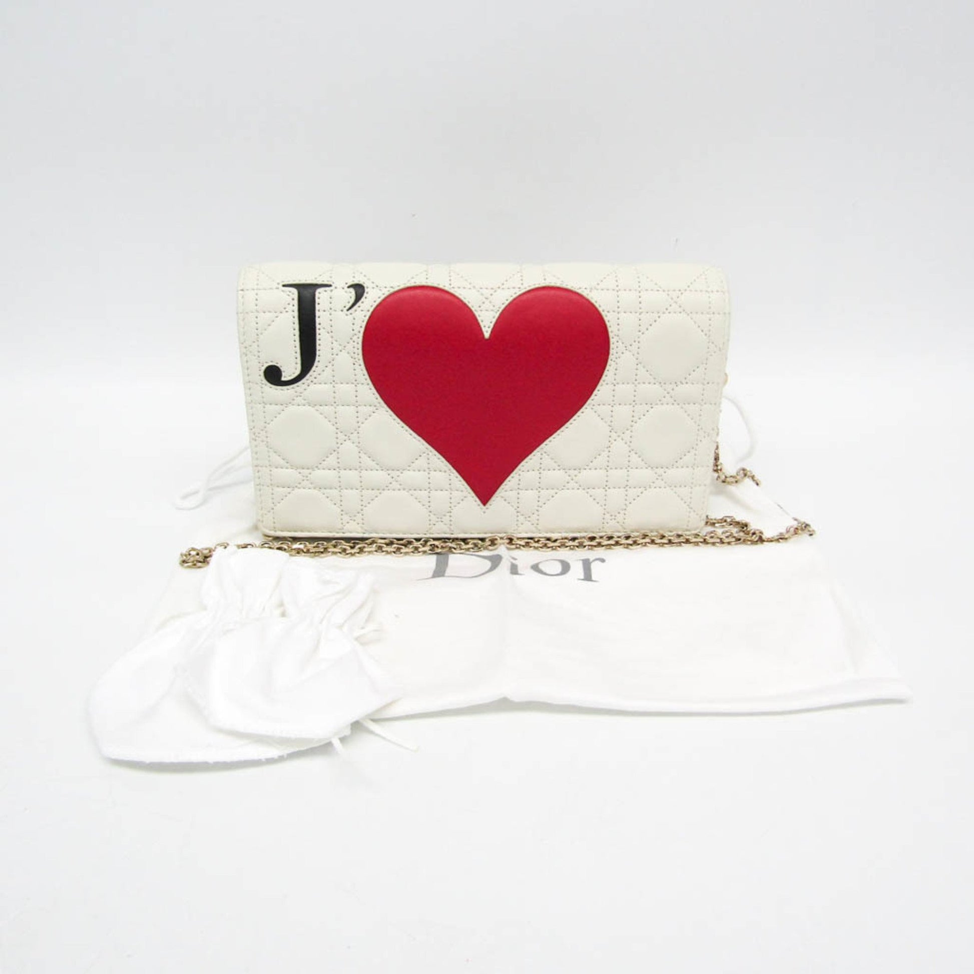 Dior Cannage/Lady, White, Leather, clutch