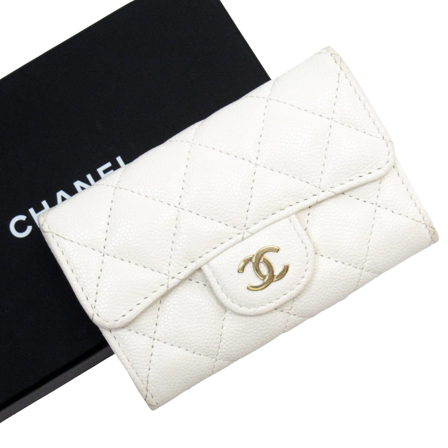 Chanel, White, Leather, wallet