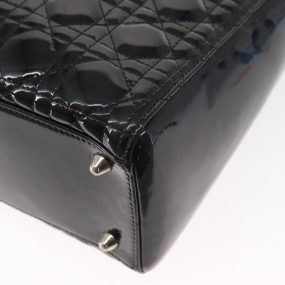 Christian Dior Lady Dior Cannage Stitch Patent, Black, Patent Leather, Handbag