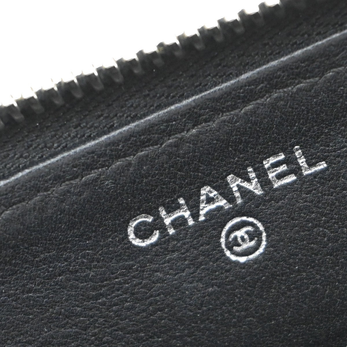 Chanel CC Charm Zip Around Quilted Lambskin, Black, Leather, Wallet