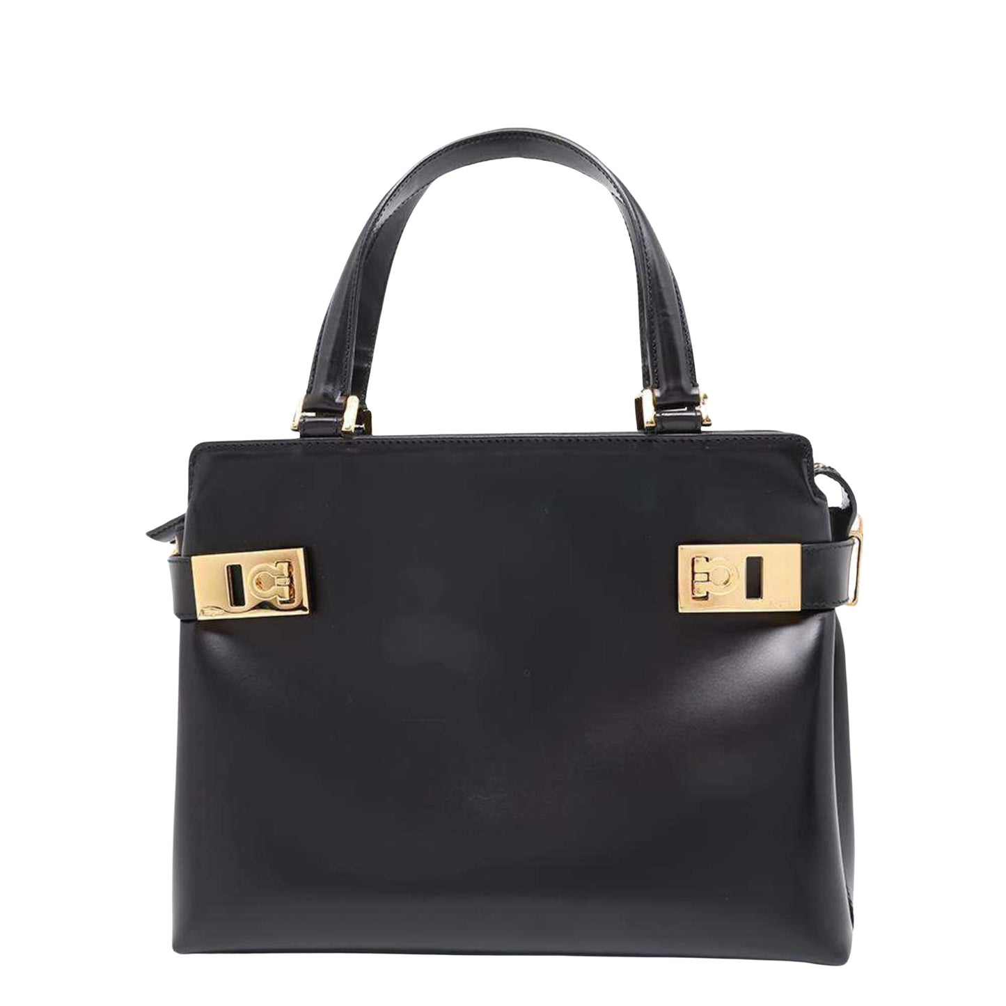 Salvatore Ferragamo Gancini, Black, Leather, handbag