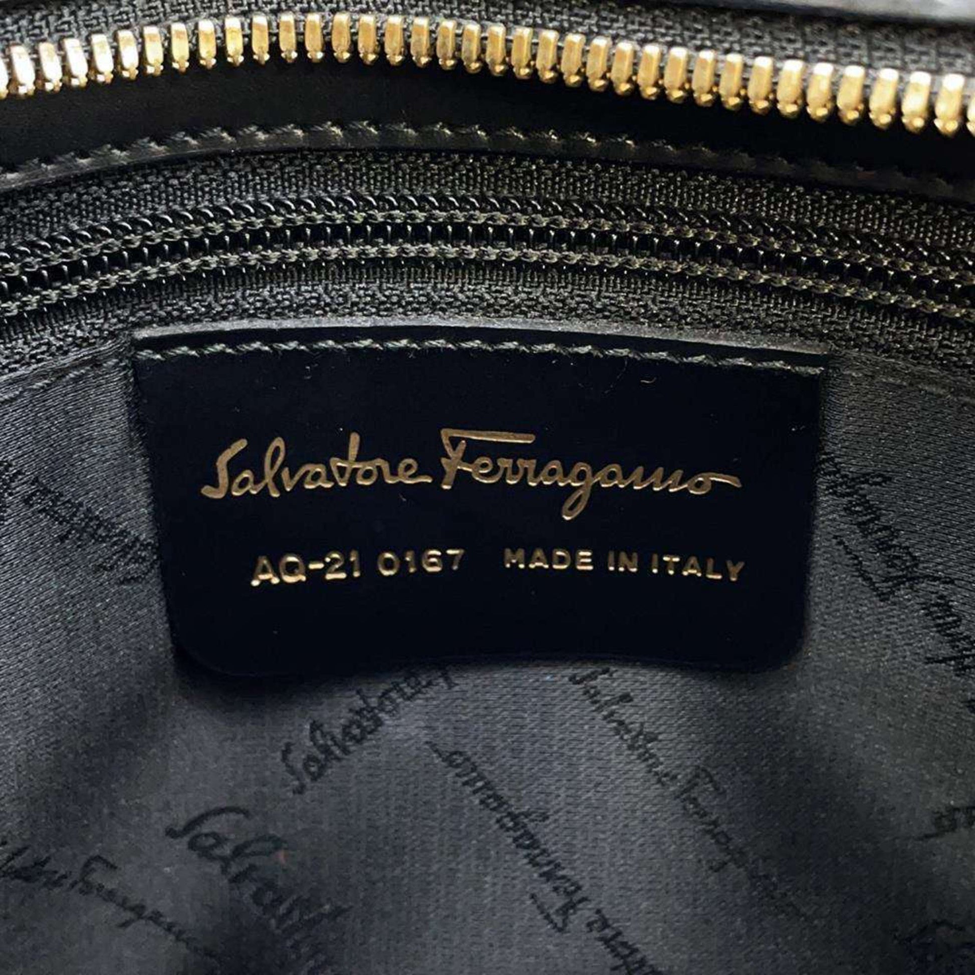 Salvatore Ferragamo Gancini, Black, Leather, handbag