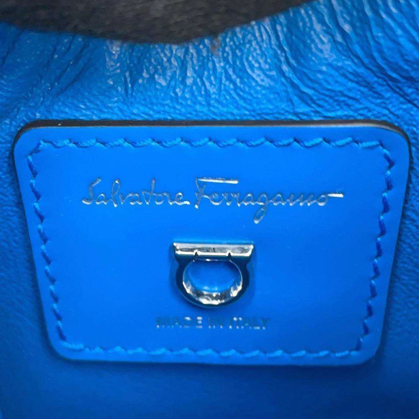 Salvatore Ferragamo Gancini, Blue, Leather, handbag