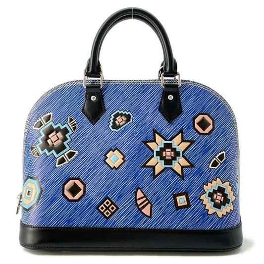 Louis Vuitton Alma, Blue, Leather, handbag