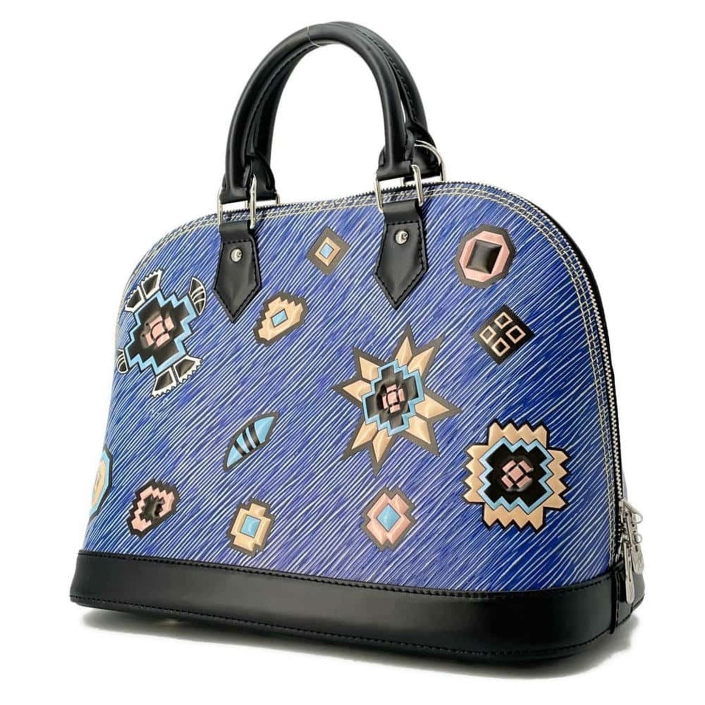 Louis Vuitton Alma, Blue, Leather, handbag