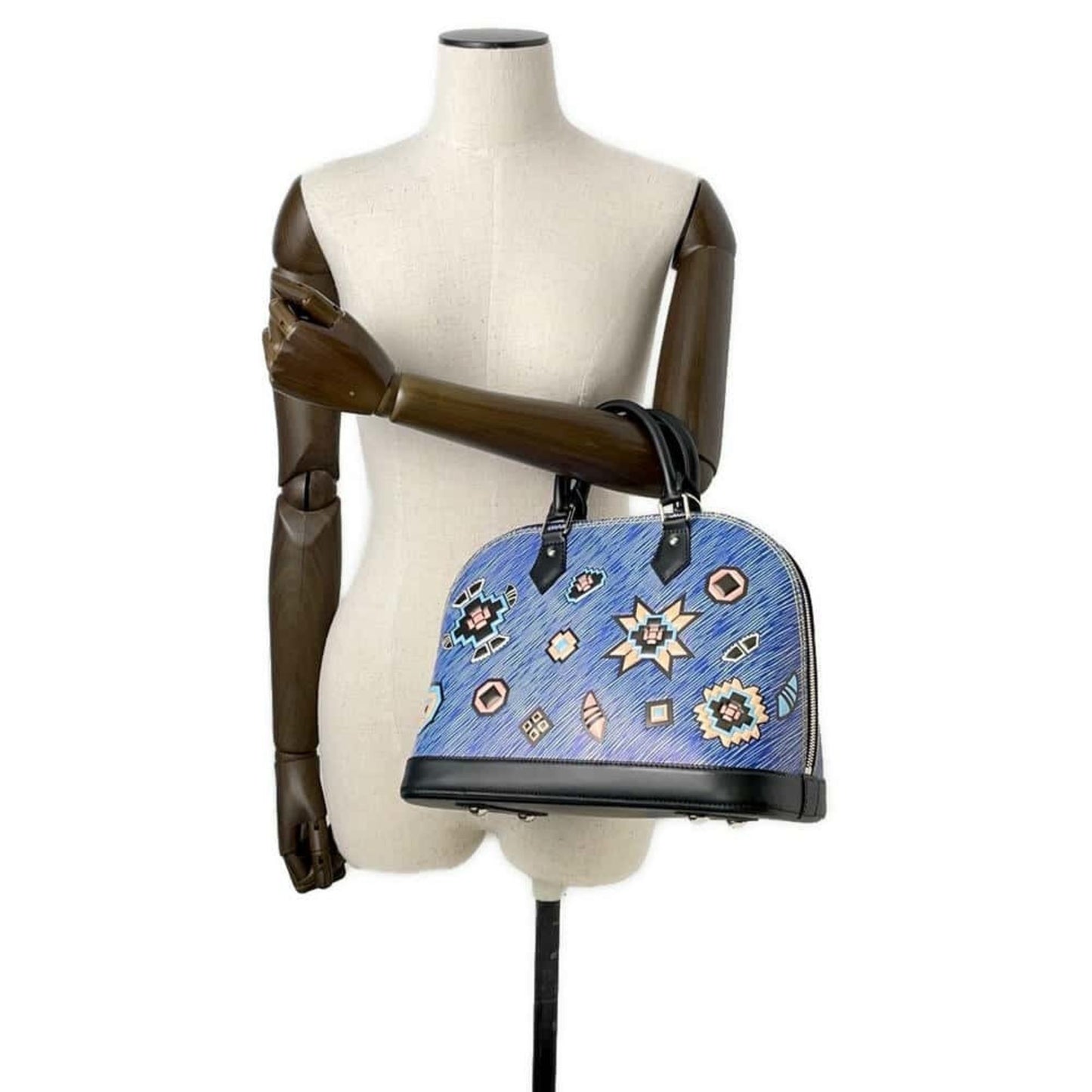 Louis Vuitton Alma, Blue, Leather, handbag