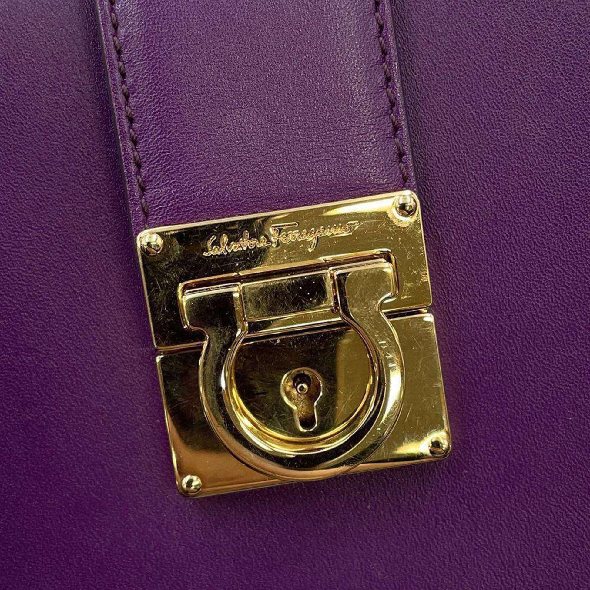 Salvatore Ferragamo Gancini, Purple, Leather, handbag